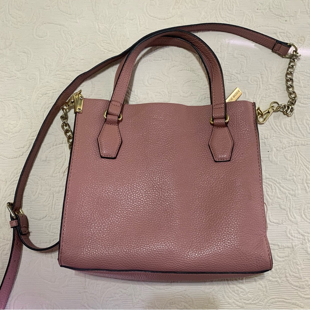 Steve Madden Pink Squared Gold Accent Shoulder/Crossbody Open Bag Purse - Picture 2 of 11